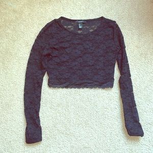 Black lace crop top